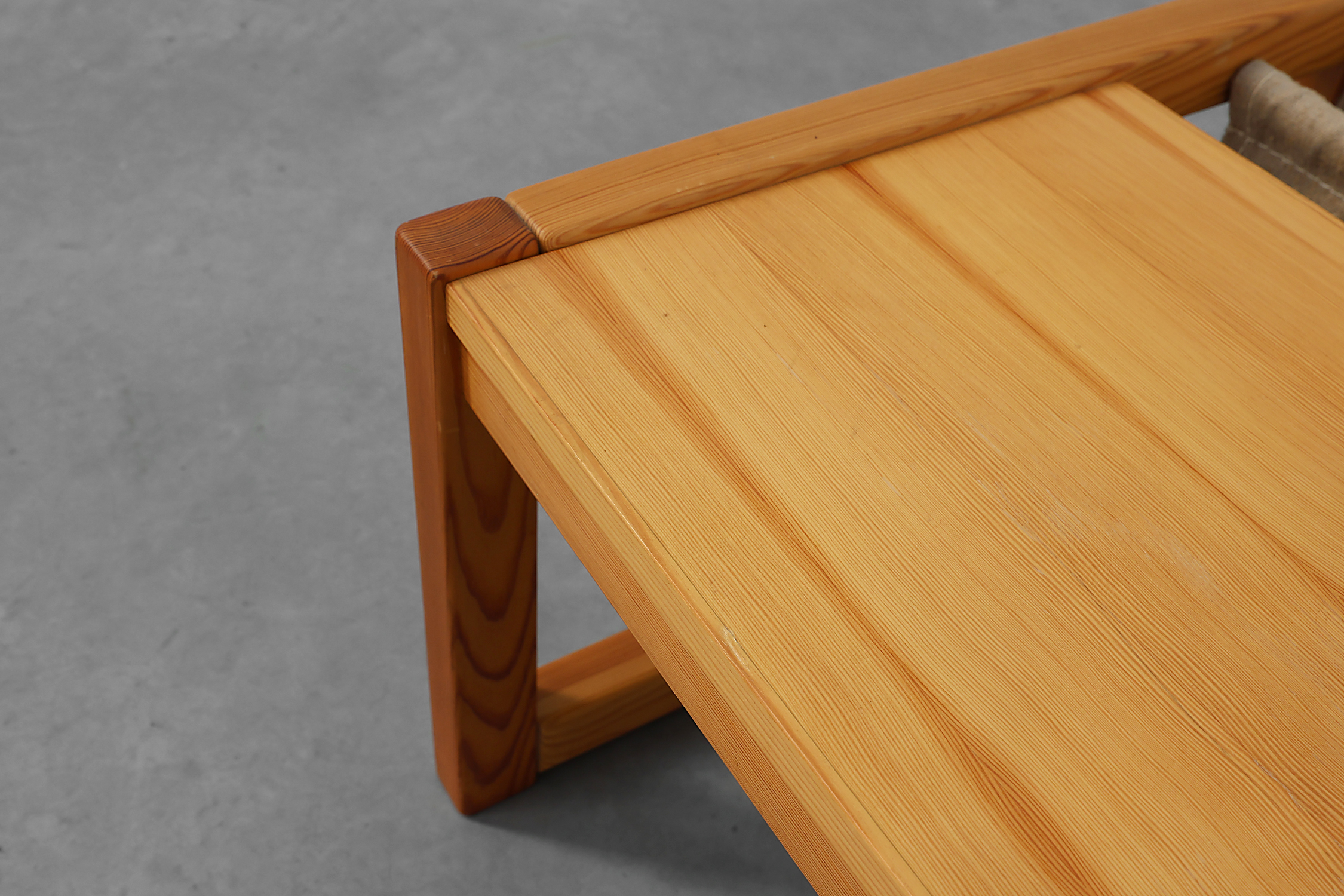 Pine and linen coffee table with magazine rack by Karin Möbring, Sweden 1970sthumbnail